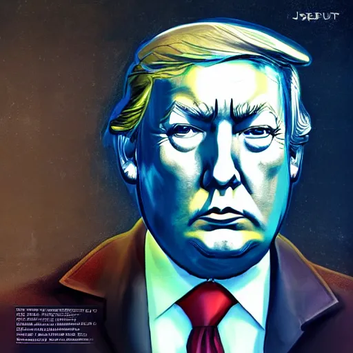 Image similar to Disco elysium portrait of sad Trump