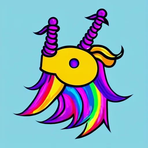 Image similar to Rainbow Robot Unicorn profile picture for social media sites. Limited palette, crisp vector lines