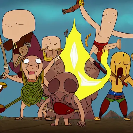 Image similar to god of war in the style of adventure time