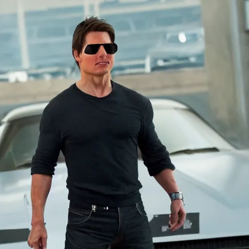 Image similar to first picture of tom cruise as evil racer in new fast and the furious movie, ( eos 5 ds r, iso 1 0 0, f / 8, 1 / 1 2 5, 8 4 mm, postprocessed, crisp face, facial features )