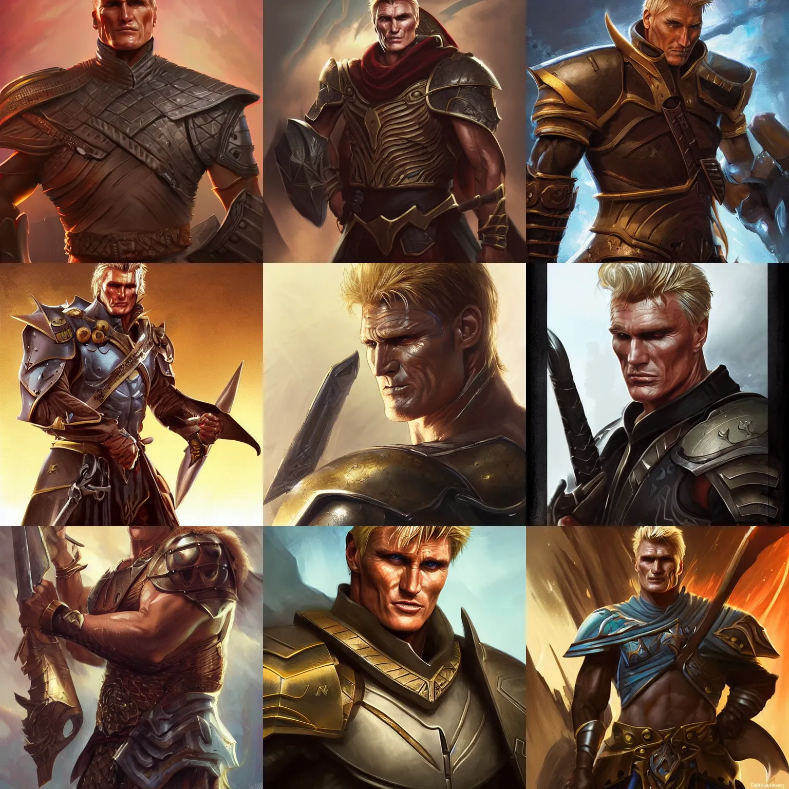 Prompt: digital fantasy painting of dolph lundgren as a D&D paladin, by artgerm and Greg Rutkowski, trending on artstation, high detail