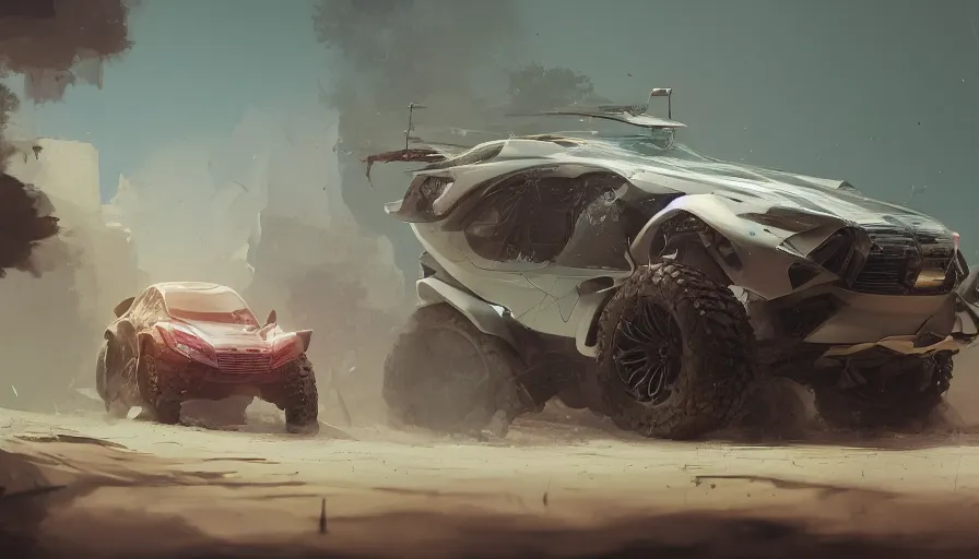 Image similar to a beautiful concept design of a supercar converted into offroad suv by cory loftis, fenghua zhong, ryohei hase, ismail inceoglu and ruan jia. volumetric light, detailed, octane render, midsommar