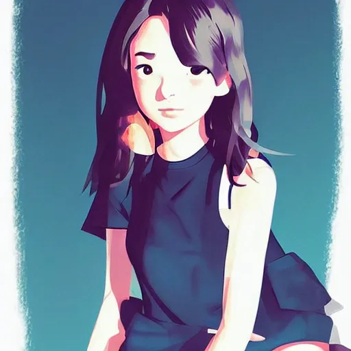 Image similar to “Natalie Portmanin urban outfit, digital painting, fan art, pixiv, by Ilya Kuvshinov, by Studio Ghibli”