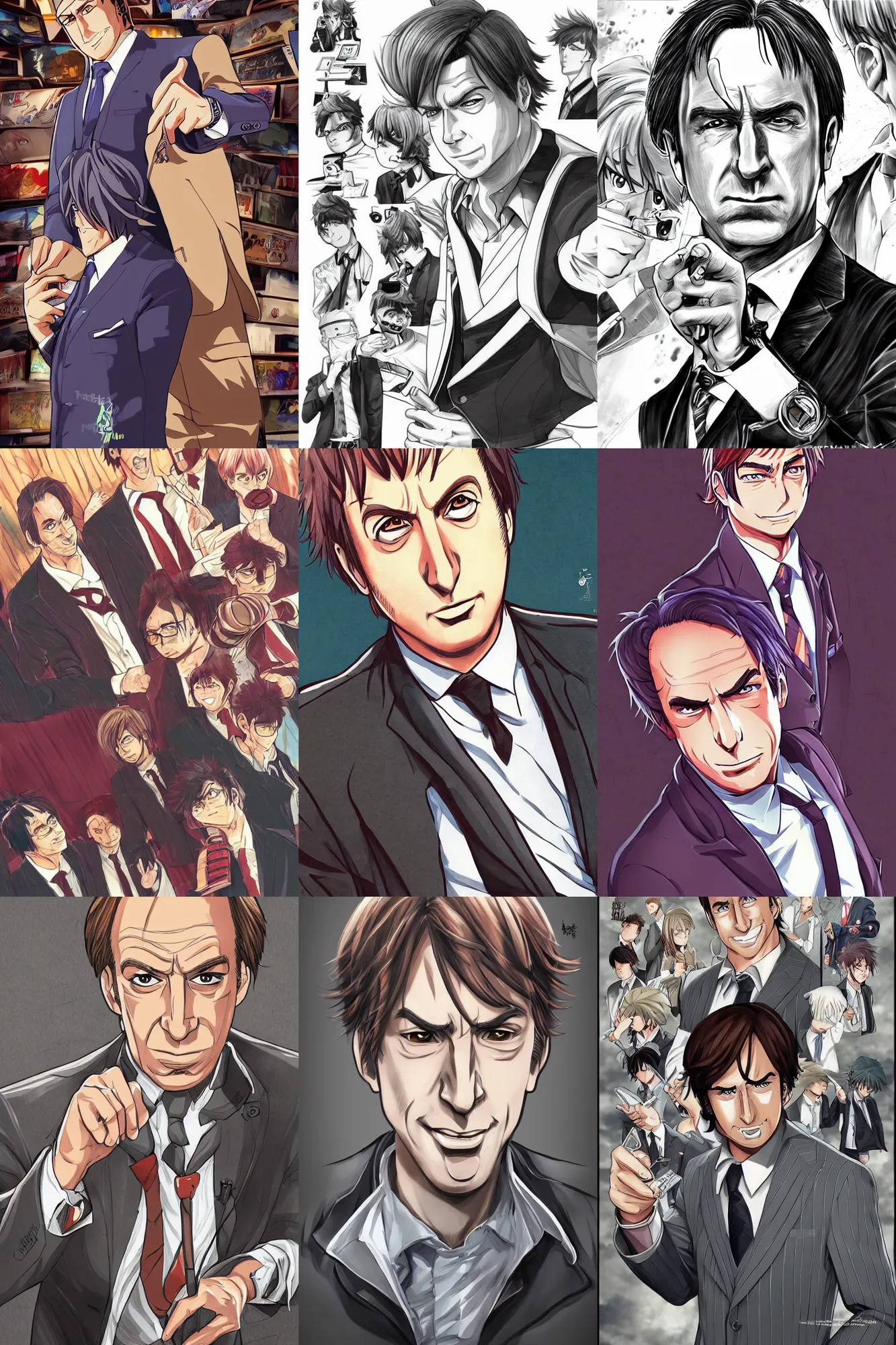 Prompt: amazing and highly detailed professional illustration of saul goodman as a shounen manga character, smooth, artstation