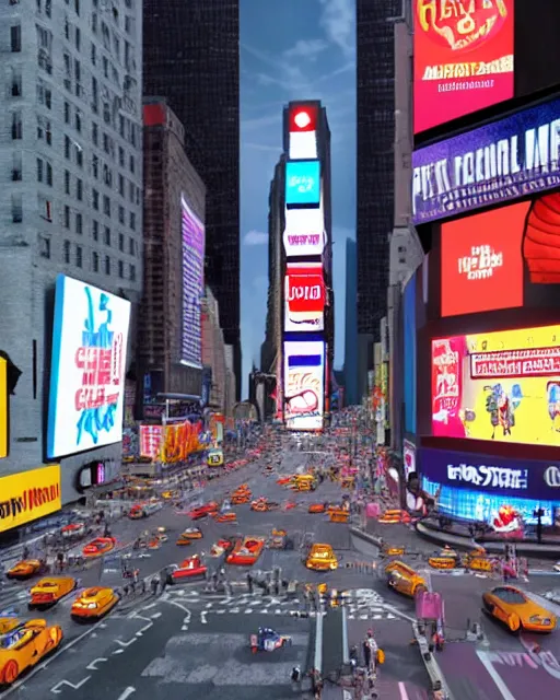 Prompt: full body 3d render of New york time square as a funko pop, studio lighting, white background, blender, trending on artstation, 8k, highly detailed