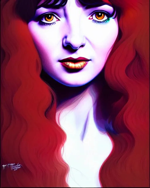 Image similar to richly detailed color illustration young kate bush illustrated by artgerm and mina petrovic and timothy kong and marina federovna. 3 d shadowing