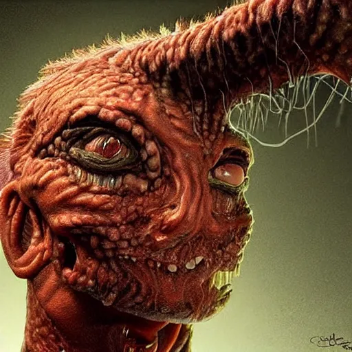 Image similar to cronenberg monster, hyper realistic, digital art, horror, high quality, high resolution