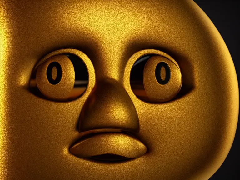 Image similar to portrait of sad golden emoji, trending on artstation, octane render, insanely detailed, 8 k, hd