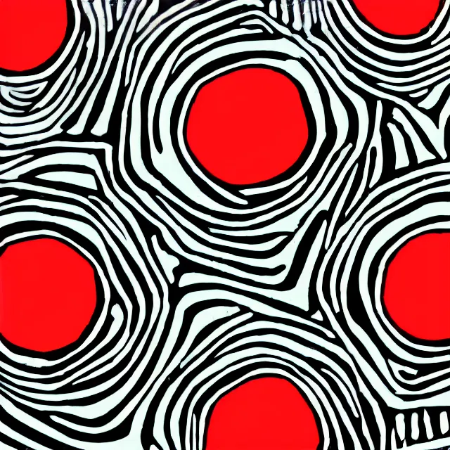 Image similar to psychodelic linocut of an Akai MPC 60 drum pads knobs