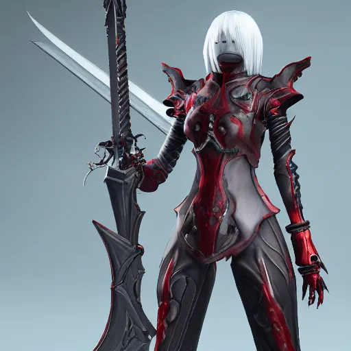 Prompt: a red au ra xaela with grey hair in a suit of astronaut armor with their futuristic scythe drawn, Final Fantasy FFXIX, high octane, detailed 3D rendered in unreal engine, 4k