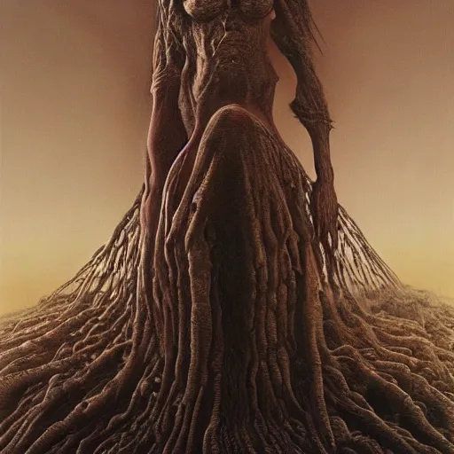 Image similar to the queen of mars by zdzisław beksiński, dariusz zawadzki, jeffrey smith and h.r. giger, oil on canvas, 8k highly professionally detailed, trending on artstation