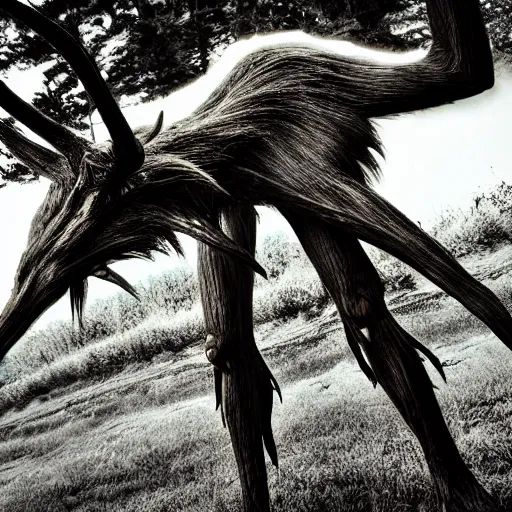 Image similar to award winning nature photograph of a wendigo