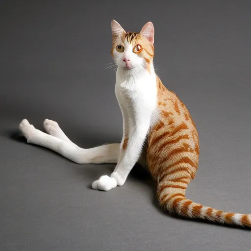 Prompt: a cat with long lady legs cooke