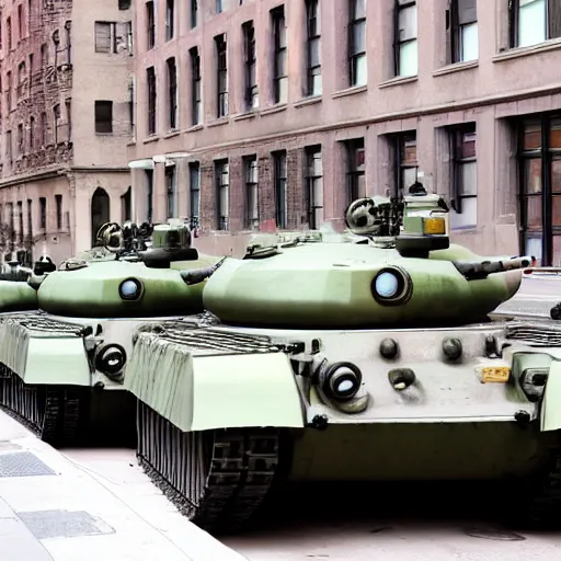 Prompt: Tanks roaming the streets of New York