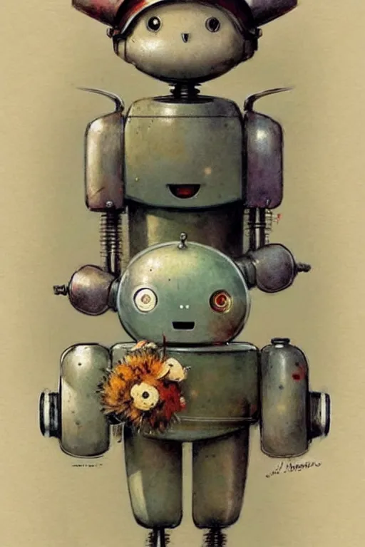 Prompt: (((((1950s flat robot art . muted colors.))))) by Jean-Baptiste Monge !!!!!!!!!!!!!!!!!!!!!!!!!!!