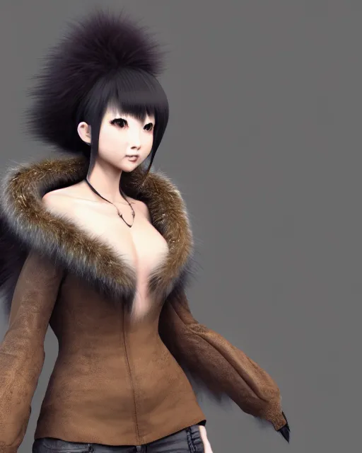 Image similar to dragon hunter, fur - lined dragonhide jacket!!! beautiful and elegant female!! gorgeous ayes!! character concept art, sharp focus, illustration, kinu nishimura!! ayami kojima! shunya yamashita! edayan!! octane render! unreal engine 5! highly rendered!! trending on artstation!! pixiv!