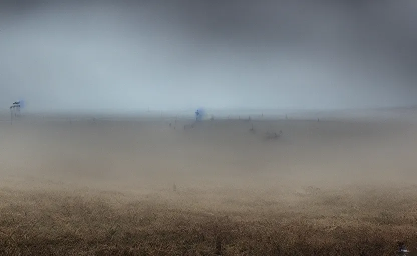 Image similar to “fog of war, army seen in the distance, 4k, cinematic, award winning”