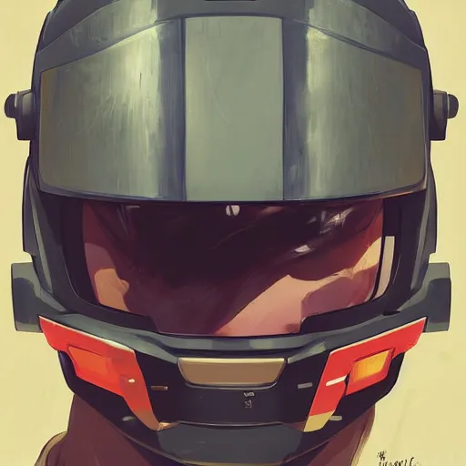 Prompt: portrait of a ronin robbie as a gundam pilot, with an intricate, detailed, urban inspired hiphop afro futuristic helmet, vector behance hd jesper ejsing, rhads, makoto shinkai, lois van baarle, ilya kuvshinov, rossdraws, hd, 3 2 k, ilya kuvshinov, gustav klimt