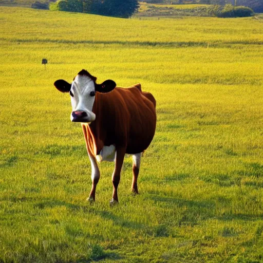 Image similar to photo of a cow in a field golden jour