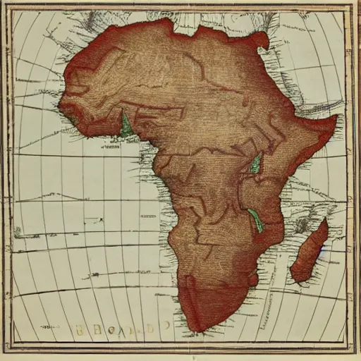 Prompt: early exploratory map of Africa