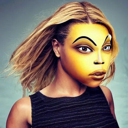 Image similar to bee with human face resembling beyonce