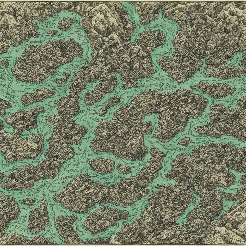 Image similar to Map of a cave system by Deven Rue, hyper detailed