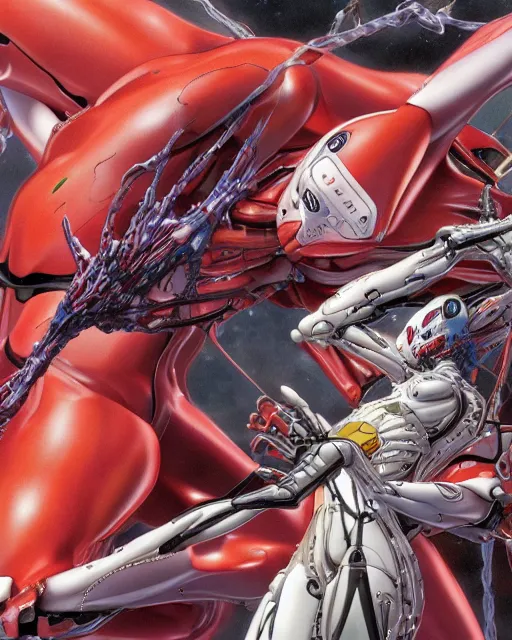 Prompt: evangelion by glenn fabry, biomechanical, 4 k, hyper detailed