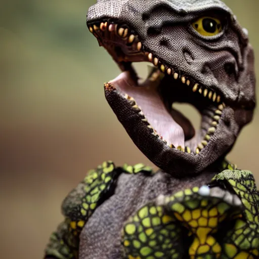 Image similar to Anthropological Dinosaur, 8k bokeh effect