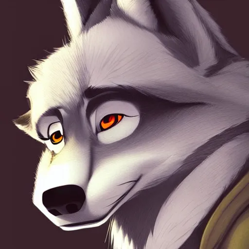 Image similar to beautiful furry art of wolf in smoking, high quality, detailed, zootopia style