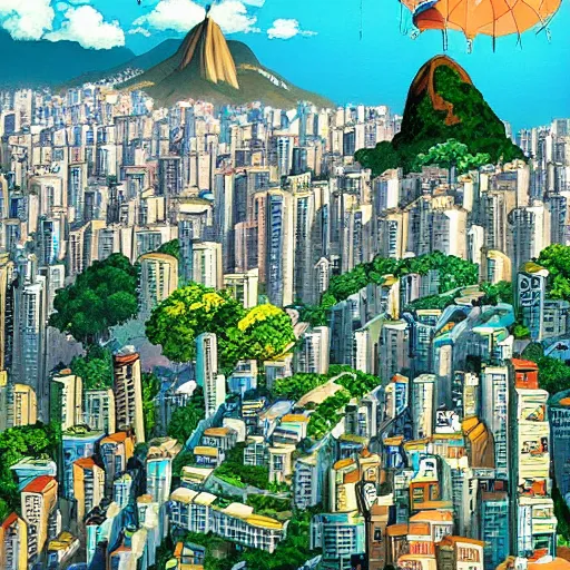 Prompt: a perfect picture of Rio de janeiro by studio Ghibli. Trending on art station and favorites on DeviantArt . Masterpiece and epic