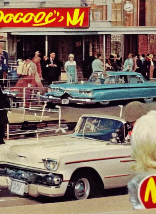 Prompt: vintage mcdonald's commercial depicting the jfk assassination, by saul leiter