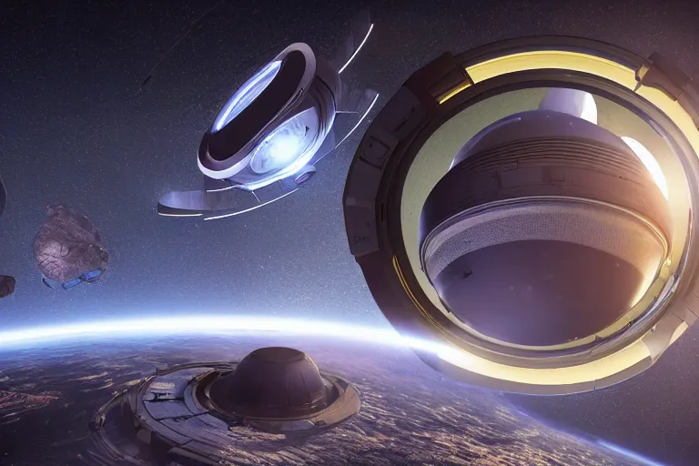Prompt: friendly aliens coming to earth through a space portal,hyper realistic, 8K, octane render