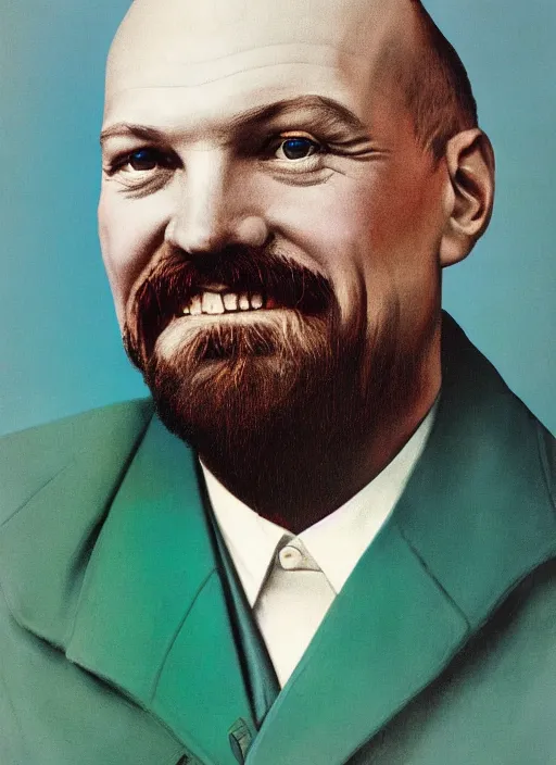 Image similar to hyper detailed portrait of smiling lenin by richard avedon, color, dslr