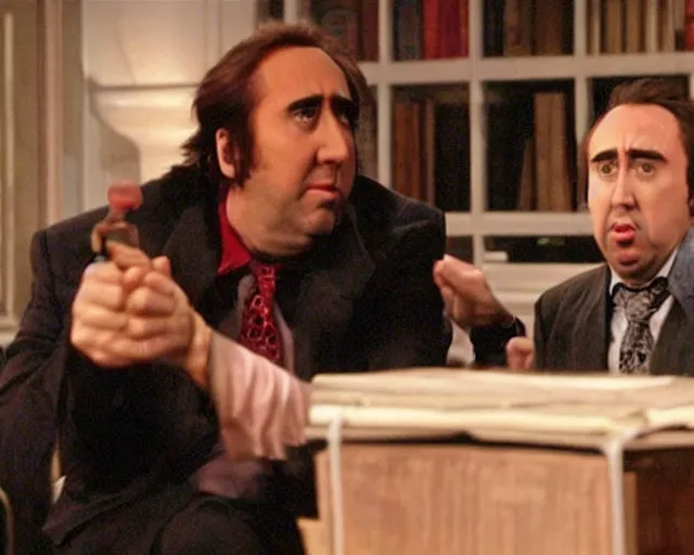 Image similar to nicolas cage cameo in the it crowd ( 2 0 0 6 ), channel 4, episode still, 4 8 0 p