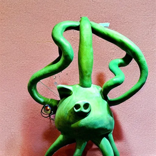 Image similar to sculpture of a pig - octopus, work in progress, neo - expressionism