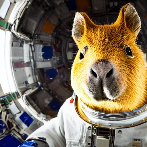 Prompt: portrait of a capybara astronaut, just before entering the spaceship