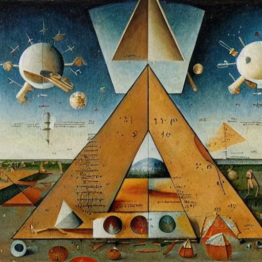 Image similar to mathematical equations painted by bosch, mathematical paradise, beautiful animals, equation heaven, platonic solids, elegant diagrams, beautiful equations, oil paint, hyperrealistic, surreal, collection of louvre