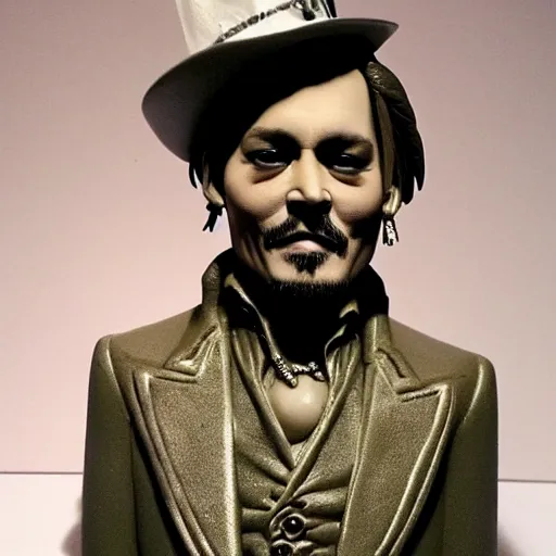 Prompt: johnny depp made of clay