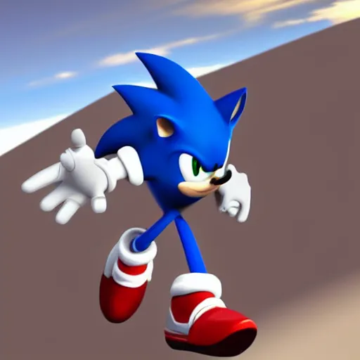 Image similar to 3 d animated sonic wearing an ironman suit