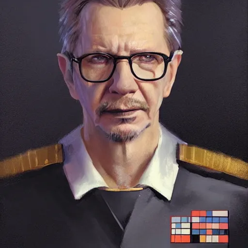 Prompt: portrait of a man by Greg Rutkowski, Gary Oldman as an Admiral from the Galactic Alliance from the Star Wars Expanded Universe, scifi, highly detailed portrait, digital painting, artstation, concept art, smooth, sharp foccus ilustration, Artstation HQ