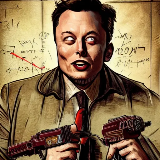 Prompt: Elon Musk as Mr. New Vegas in Fallout New Vegas