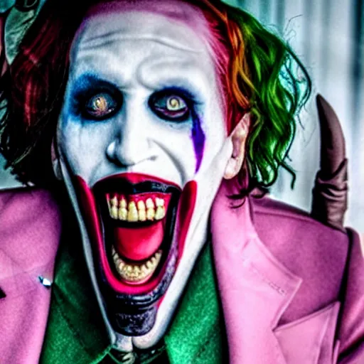 Prompt: film still of Marilyn Manson as joker in the new Joker movie