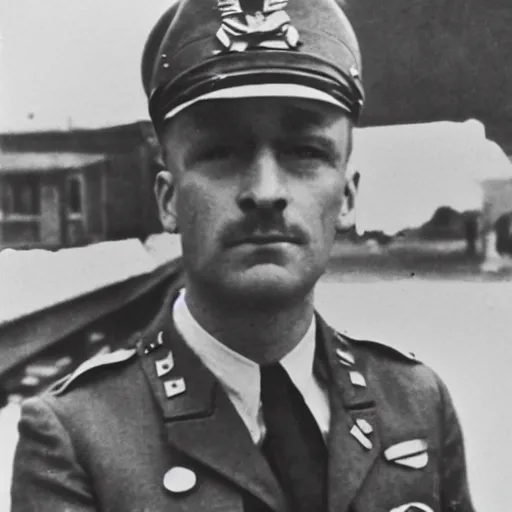 Prompt: lieutenant Greer, German WWII officer. He has been subjected to Vitalitat IX treatment