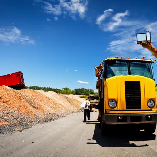 Image similar to dump truck taking a selfie