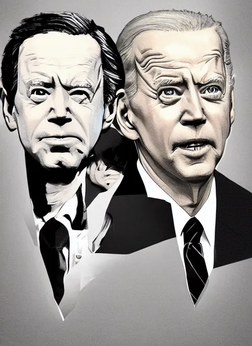 Prompt: biden, steve buscemi portrays united states president joe biden, minimalist movie poster, theatrical poster, fan art, digital art, trending on artstation