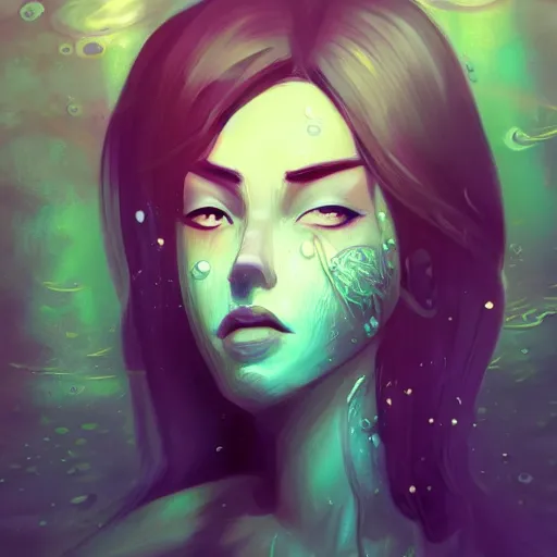 Image similar to face portrait of a woman underwater inspired by lois van baarle, cinematic, 8 k