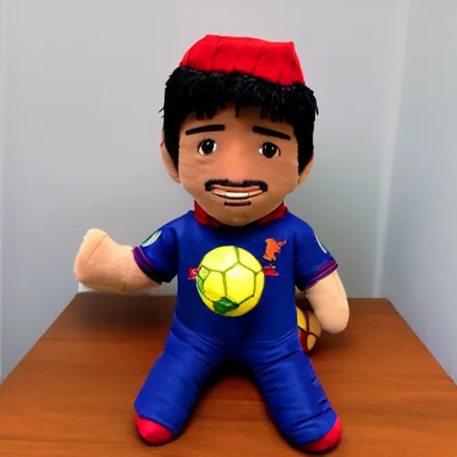 Prompt: Luis Suarez plushie toy