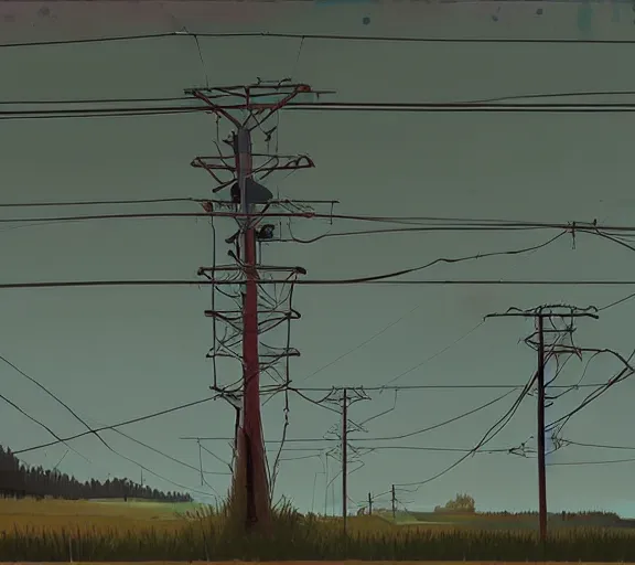 Prompt: realistic powerlines, by simon stalenhag