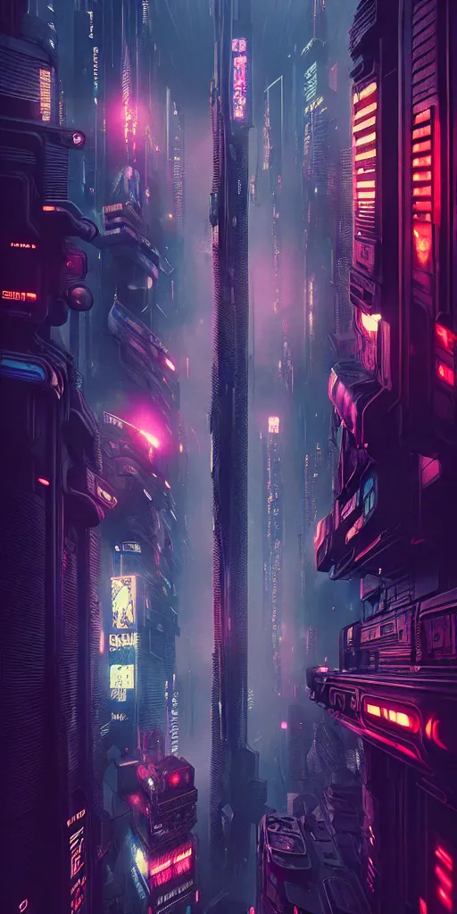 Image similar to epic cyberpunk cityscape : : blade runner, james guilleard, beeple, laurie greasley, dan mcpharlin : : ornate, dynamic, particulate, rich colors, intricate, elegant, highly detailed, centered, artstation, smooth, sharp focus, octane render, 3 d