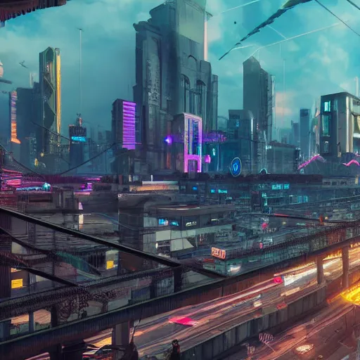 Image similar to cyberpunk city lviv, a lot of future technologies, flying cars, unreal engine, octane render, epic scale, cinema view, 8 k